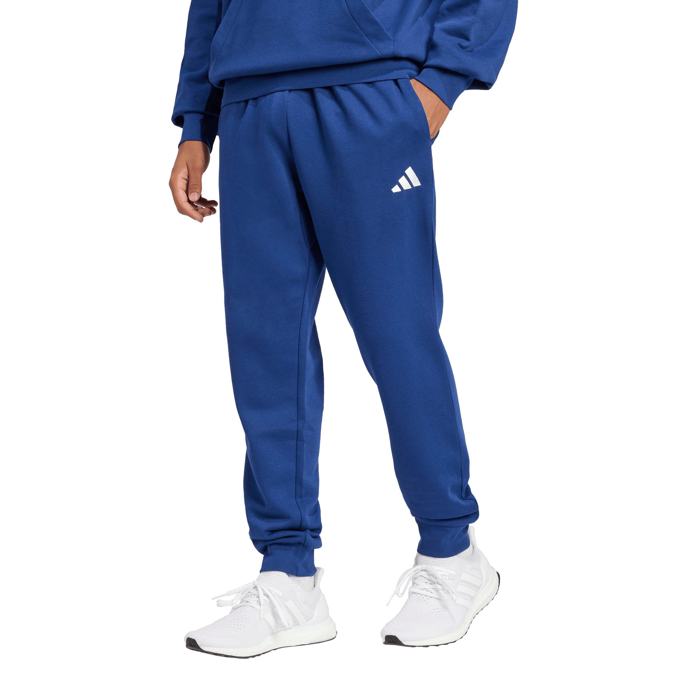 adidas Men's Essentials Feelcozy Fleece Joggers - Blue/White - BLUE/WHITE